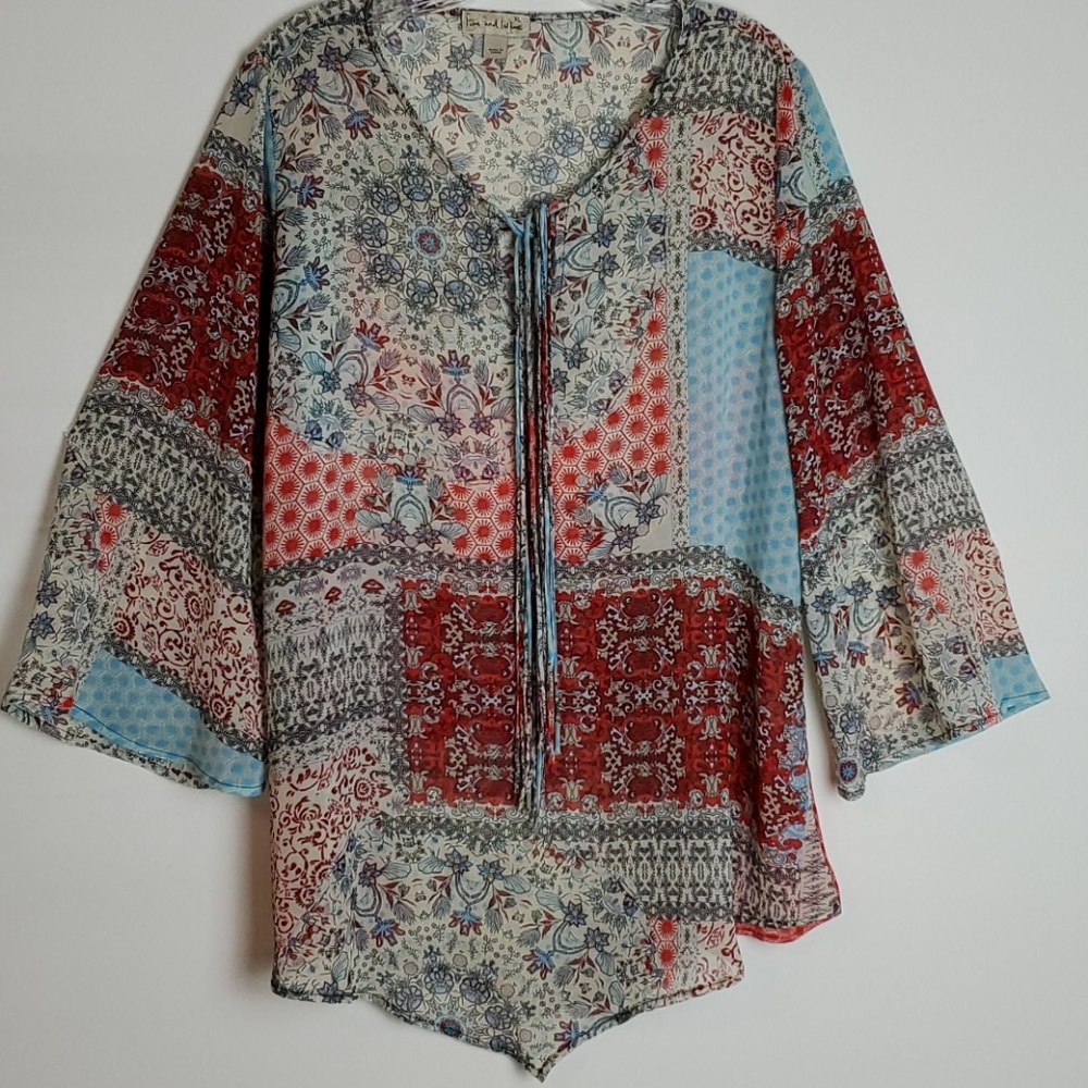 Live & Let Live Sheer Boho Top XL